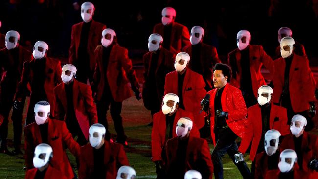 The Weeknd performs during the Super Bowl LV halftime show. Picture: Kevin C Cox/Getty Images