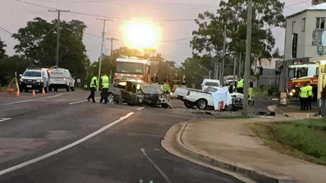 Police and emergency services at the serious two-car collision on Lakes Creek Rd, North  Rockhampton. Picture: Bulletin staff