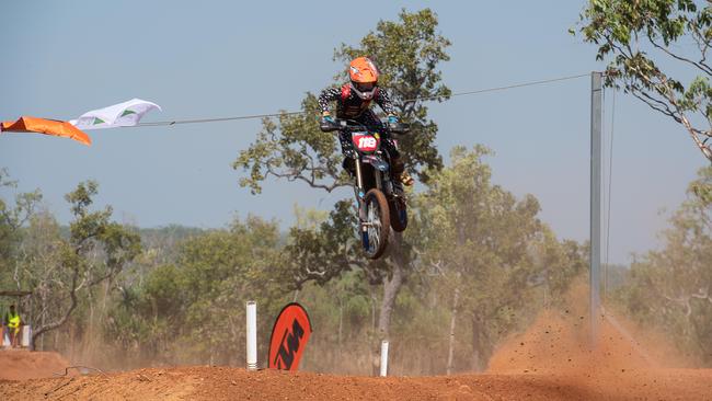 Mackenzie Woodhill #118 from NT boy at the 2023 KTM Australian Junior Motocross Championships, Darwin, NT, Australia. Picture: Pema Tamang Pakhrin