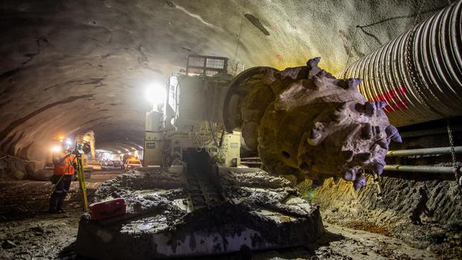 Inside the construction of the M4-M5 Link tunnels in Sydney’s inner west. Picture: WestConnex