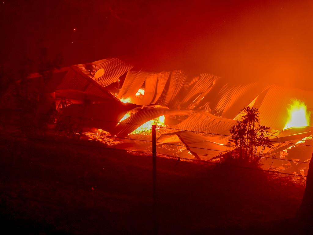 Destruction of a house along Skyline Rd Mt Tomah. All that remains or can even remotely be identified as a house. Picture: Matrix