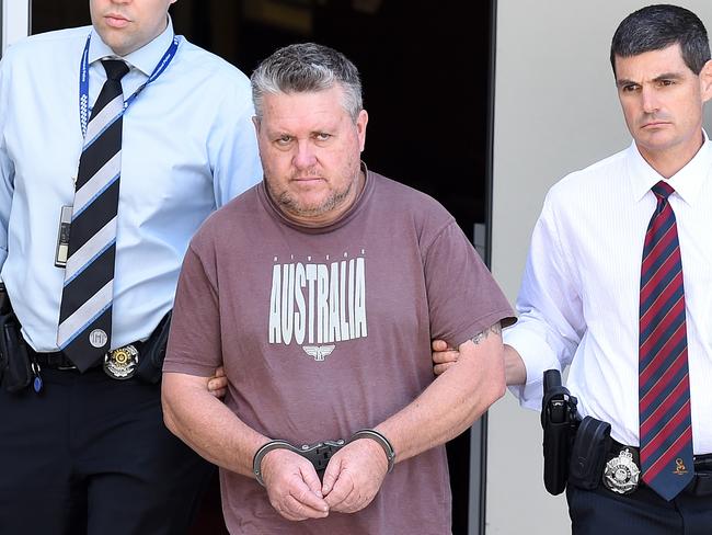 Rick Thorburn is taken to Beenleigh watch-house, where he was charged with his foster daughter’s murder. Picture: Dave Hunt/AAP