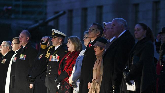 Dignitaries at the dawn Service at the Australian War Memorial in Canberra. Picture: NCA NewsWire / Martin Ollman