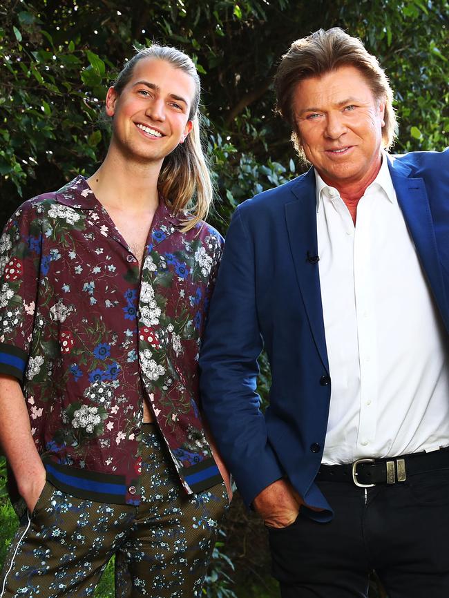 Christian Wilkins with his dad, Channel 9’s entertainment guru, Richard Wilkins. Picture: John Feder/The Australian.