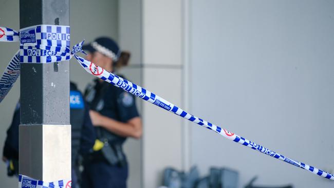 Police at the scene at Town Square Redbank Plains Shopping Centre. Picture: Glenn Campbell/NCA NewsWire