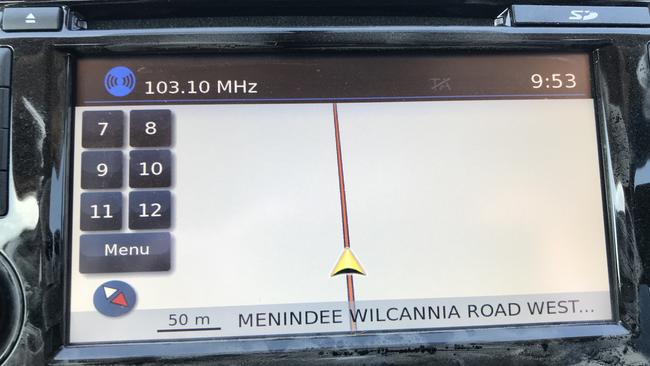 The long road that the GPS depicts as a straight line on a white background.