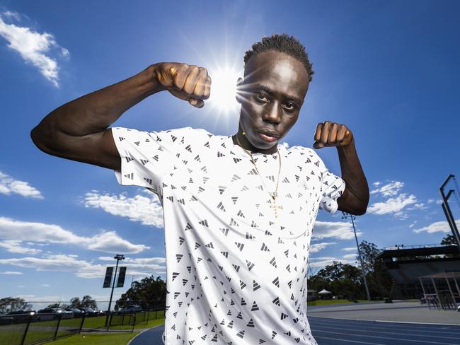 Gout Gout broke Australia’s national senior 200m record at the 2024 Australian All Schools Athletics Championships. Picture: Richard Walker