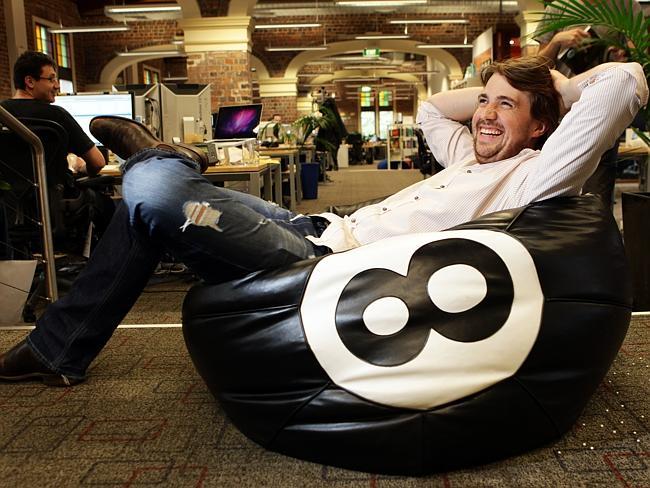 Life is good for Atlassian-co founder Mike Cannon-Brookes, pictured at his office in Sydney.