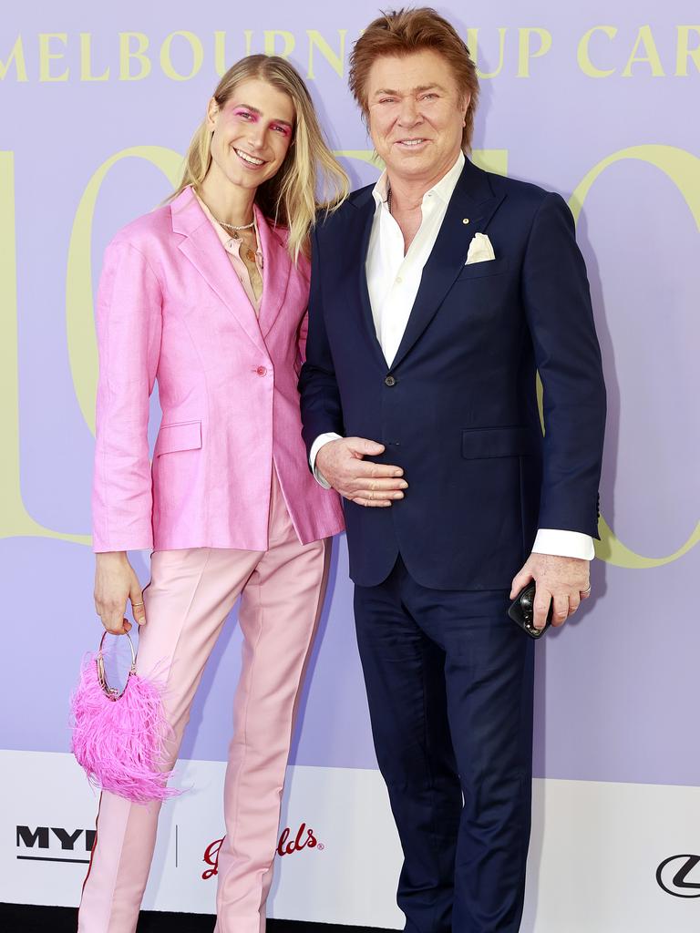 Christian with his father, veteran TV personality Richard Wilkins, at the Melbourne Cup Carnival Lunch. Picture: Tim Hunter