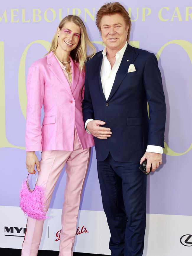 Christian with his father, veteran TV personality Richard Wilkins, at the Melbourne Cup Carnival Lunch. Picture: Tim Hunter