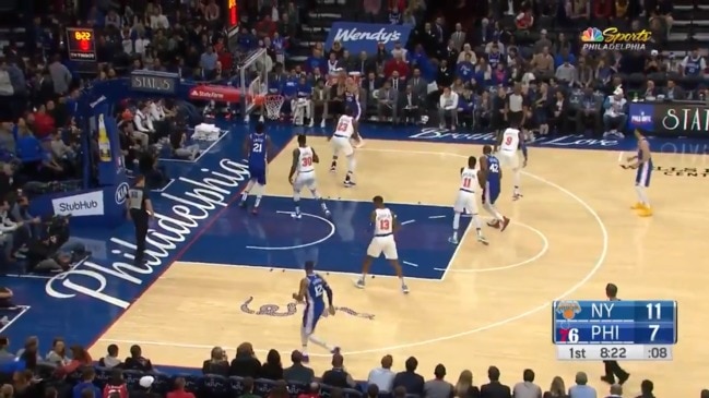 Ben Simmons sinks first career NBA three-pointer