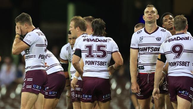 Tom Trbojevic’s teammates say they have to help the Manly fullback release the shac kles (Photo by Mark Evans/Getty Images)