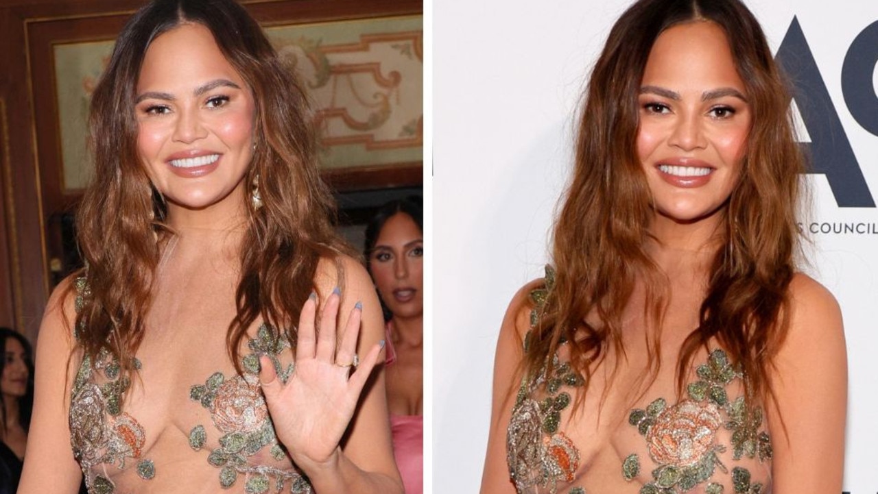 Chrissy Teigen rocks naked dress.