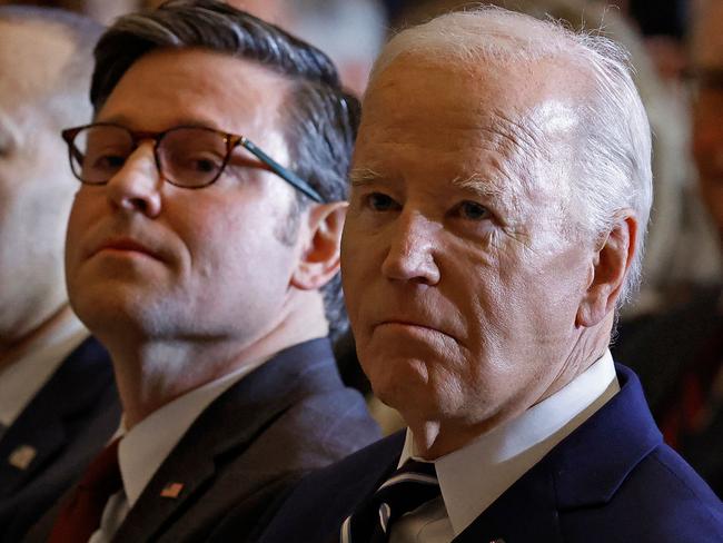 House Speaker Mike Johnson with US President Joe Biden. Picture: Chip Somodevilla /AFP