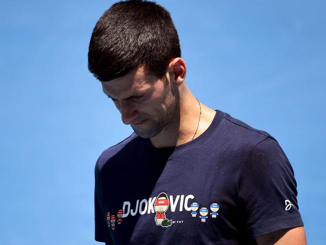 Novak Djokovic during practice at Melbourne Park before he was deported last week. Picture: William West/AFP