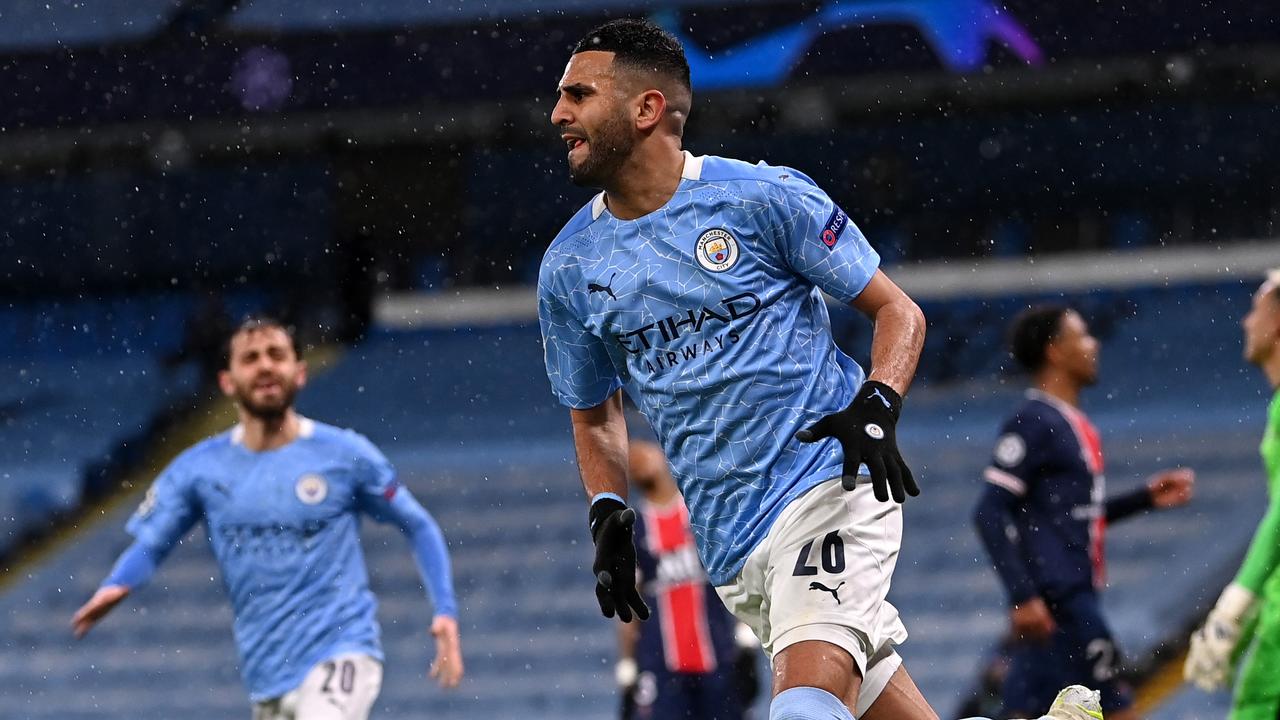 Riyad Mahrez scored twice in the comfortable win. (Photo by Laurence Griffiths/Getty Images)