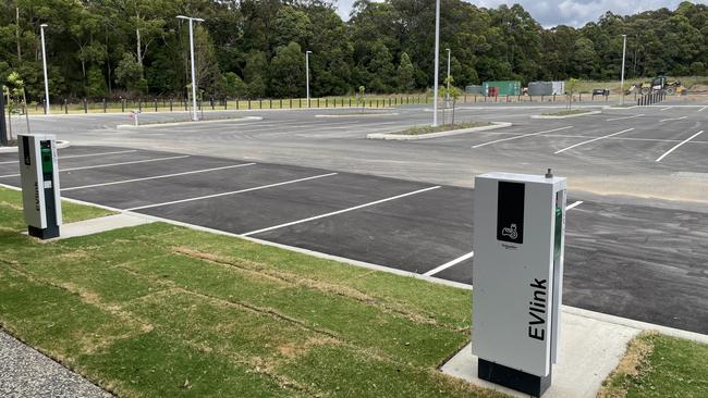 Electric vehicle charging stations – they’ve thought of everything. Picture: Chris Knight