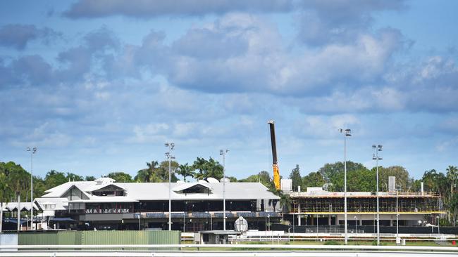 The Darwin Turf Club has defended the controversial grandstand, which is under construction using a government grant of $12 million. Picture: Che Chorley