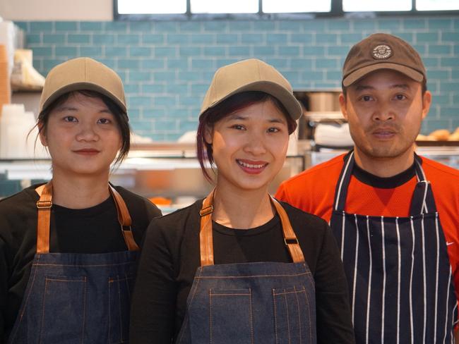 Owners of Mount Gambier's first Vietnamese restaurant, Bami MountGambier, Mai Nong, Oanh Whicker and Son Ngugen. Picture: Jessica Ball