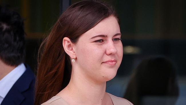 Brittany Higgins leaving the ACT Magistrates Court in Canberra in October. Picture: AFP