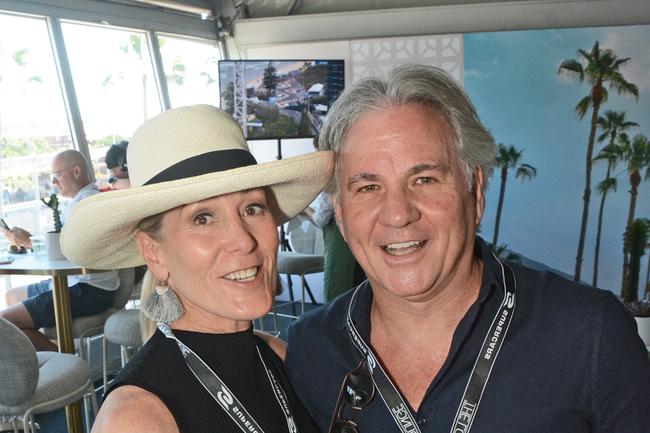 Leanne St George and Dominique Gallo in The Lounge at GC500 corporate suites, Main Beach. Pic: Regina King