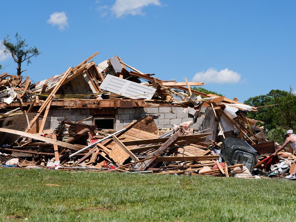 Rubble is all that is left of a home in London, Kentucky. Picture: AP