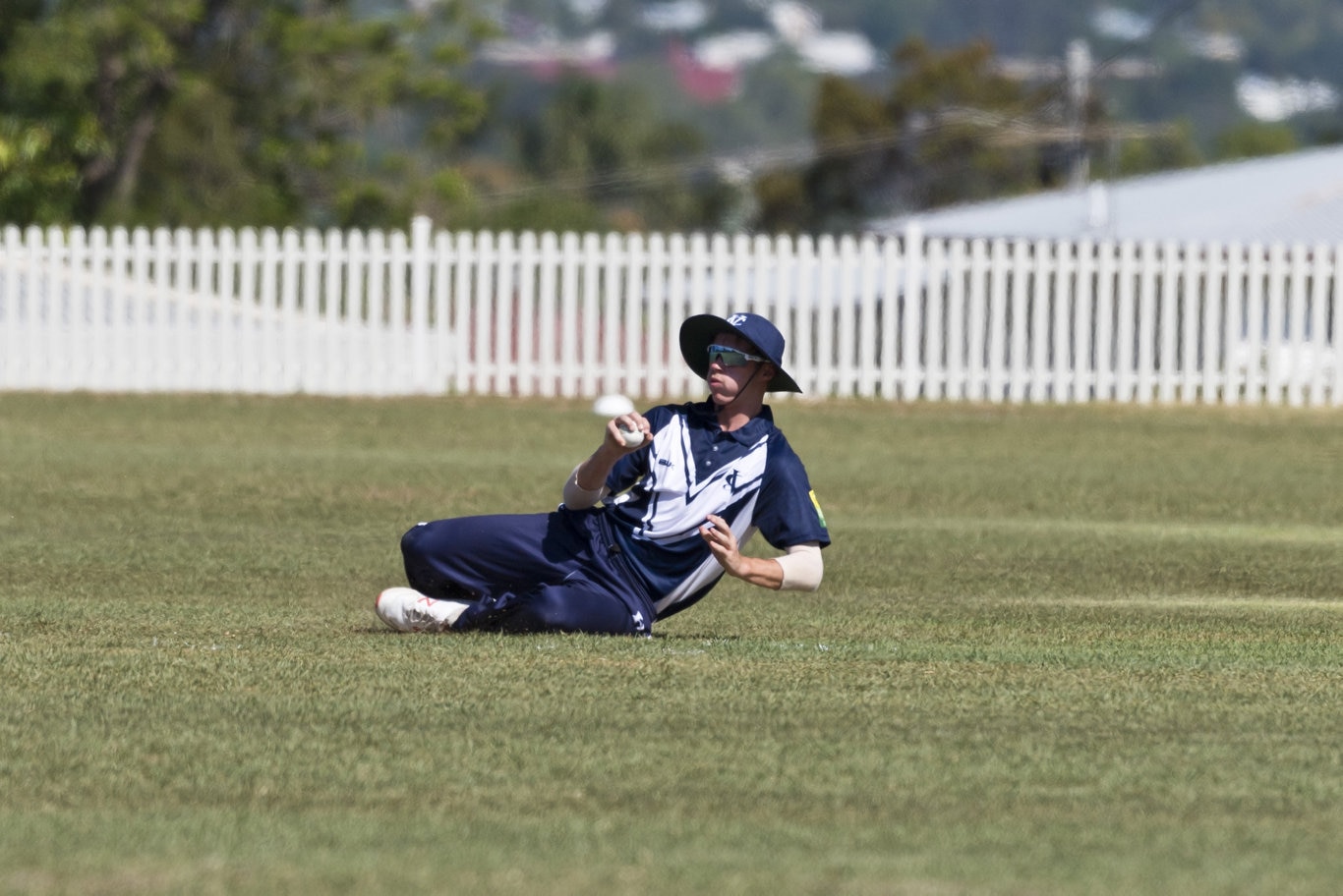 Fraser Ellis of Victoria takes a catch to dismiss Angus Warnock of Queensland in Australian Country Cricket Championships round two at Rockville Oval, Friday, January 3, 2020. Picture: Kevin Farmer