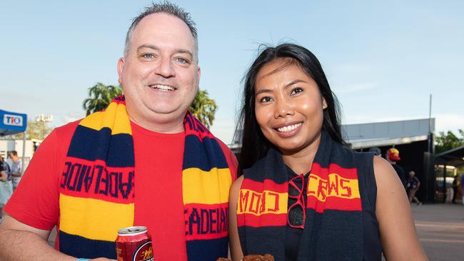 Ben Giesecke and Kate Giesecke at the Gold Coast Suns match vs Adelaide Crows at TIO Stadium. Picture: Pema Tamang Pakhrin