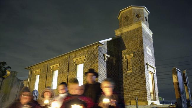 Locals on a ghost tour at Saint Bartholomew's Church, Prospect. Picture: Supplied