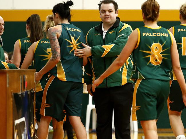 s01wg206Big V (women's) basketball: waverley falcons v ringwood hawksPictured  is waverley falcons  coach Elias PalioyiannisPicture: Paul Loughnan