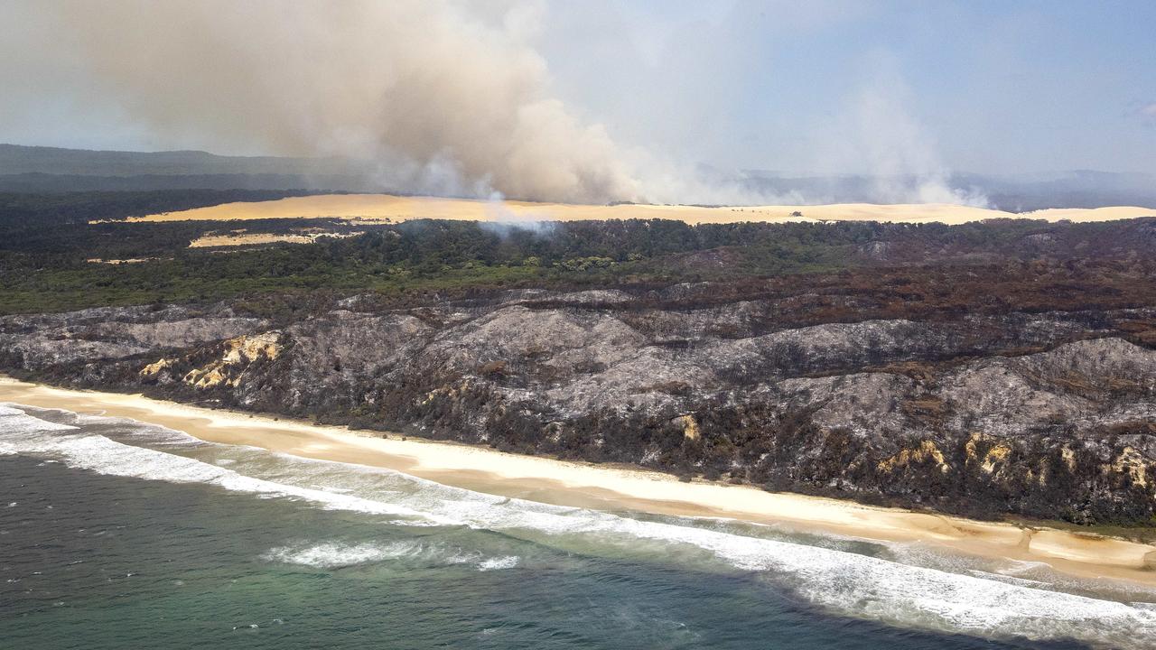 Bushfires have been burning on Fraser Island for several weeks. Picture: Sarah Marshall
