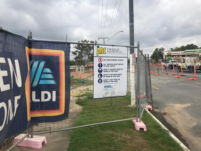 The Aldi site after tradespeople walked off the job. Picture: Shayla Bulloch