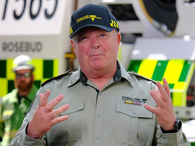 MELBOURNE, AUSTRALIA - NewsWire Photos NOVEMBER 6, 2021: Forest Fire Management Victoria Chief Fire Officer Chris Hardman gives a press conference on Bushfire preparedness.Picture: NCA NewsWire / Luis Enrique Ascui