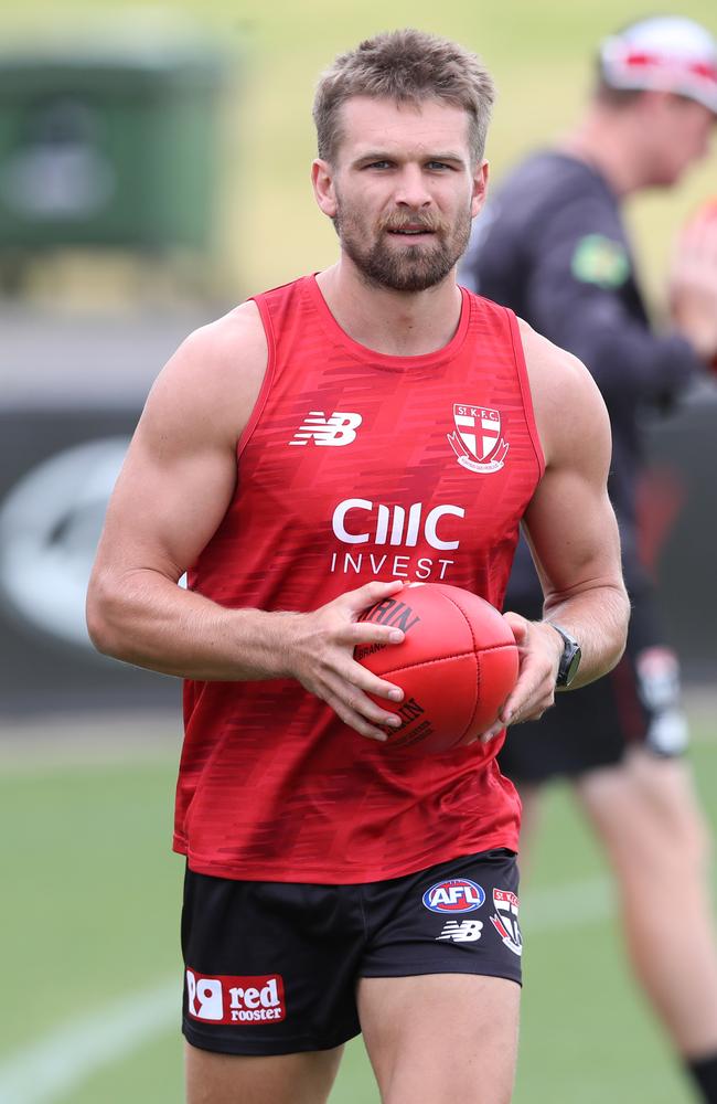 Dan Butler took literal steps forward at St Kilda training. Picture: David Crosling