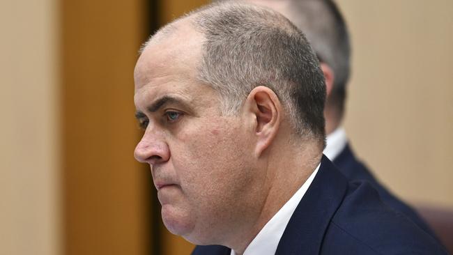 ABC managing director David Anderson during the environment and communications Senate Estimates hearing at Parliament House this week. Picture: NCA NewsWire / Martin Ollman