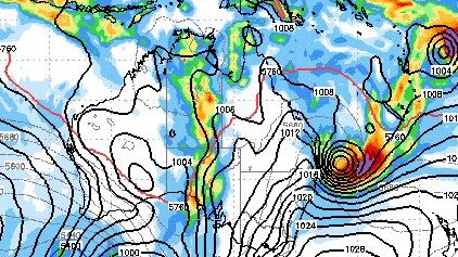 A low is developing in the Coral Sea and is expected to track southeast.