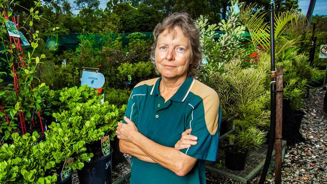 Robin Daly, of Daly’s Native Plants, said customers sometimes could not access her business due to the dangerously high traffic levels on the Gateway Motorway. Picture: Nigel Hallett