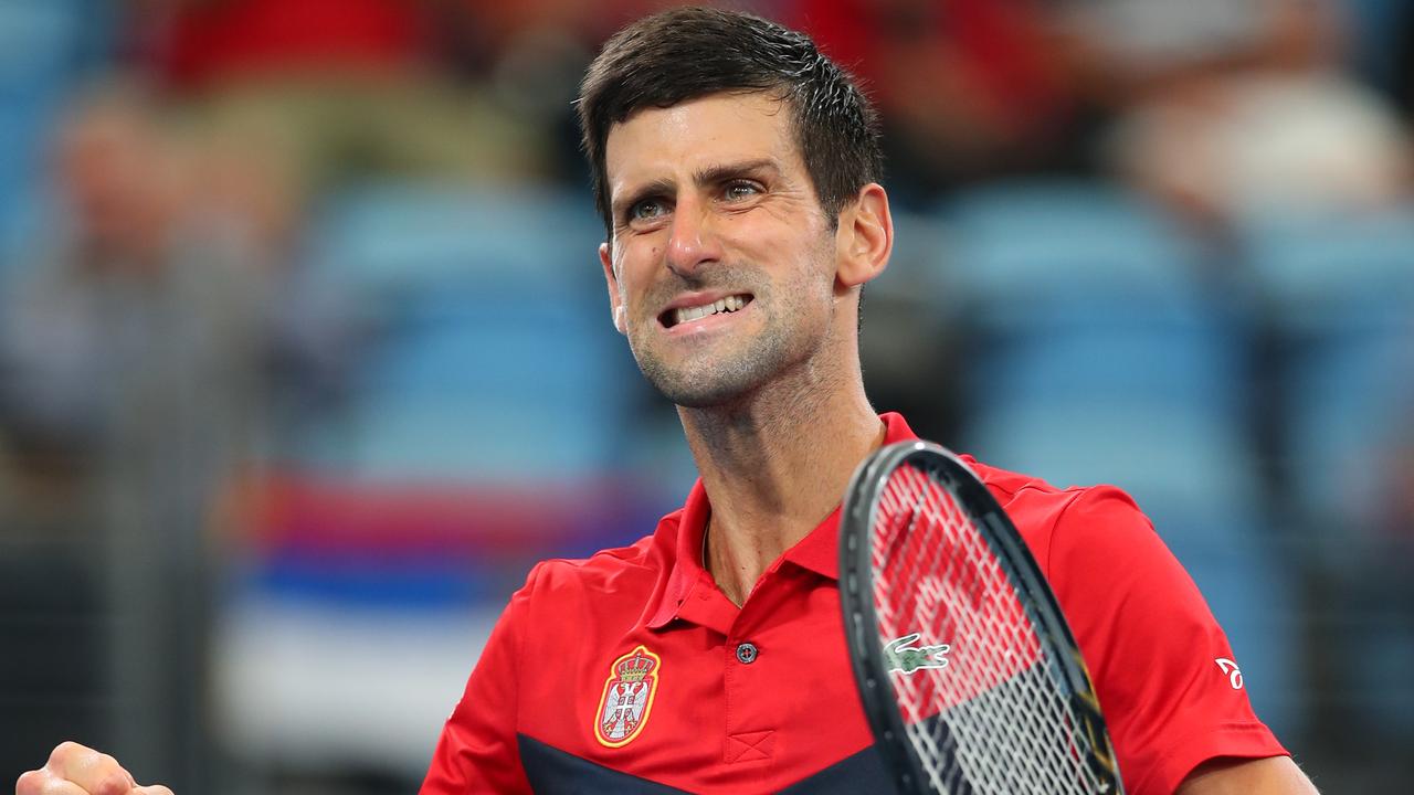 Novak Djokovic sent Serbia through to the ATP Cup final after knocking off Daniil Medvedev. (Photo by Cameron Spencer/Getty Images)