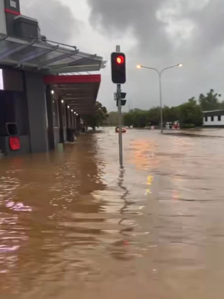 One Kingaroy resident captured video of streets being inundated with floodwaters. Picture: Facebook