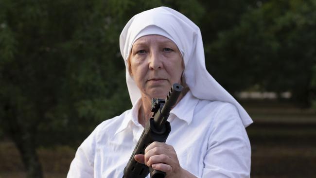 Christine Meeusen (aka Sister Kate) in a scene from the feature documentary Breaking Habits, an Icon Films release.