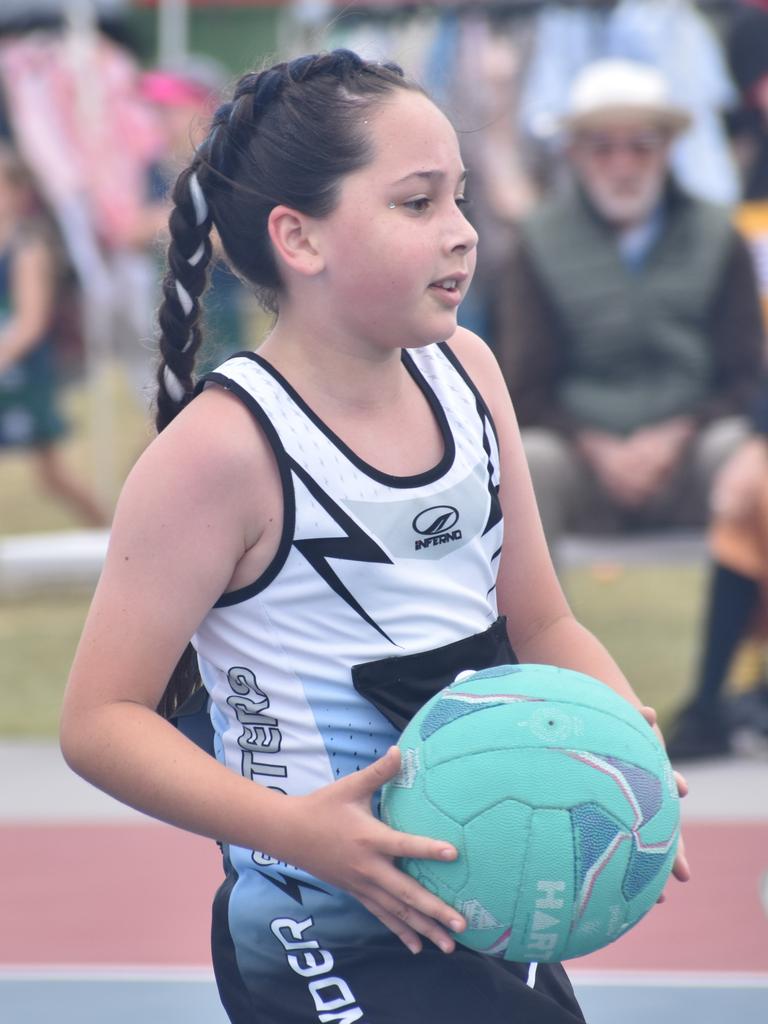 On court at the Cap Coast Junior Netball Carnival at the Barmaryee Multi Sports Precinct, Yeppoon, on August 11, 2024. Photo: Pam McKay