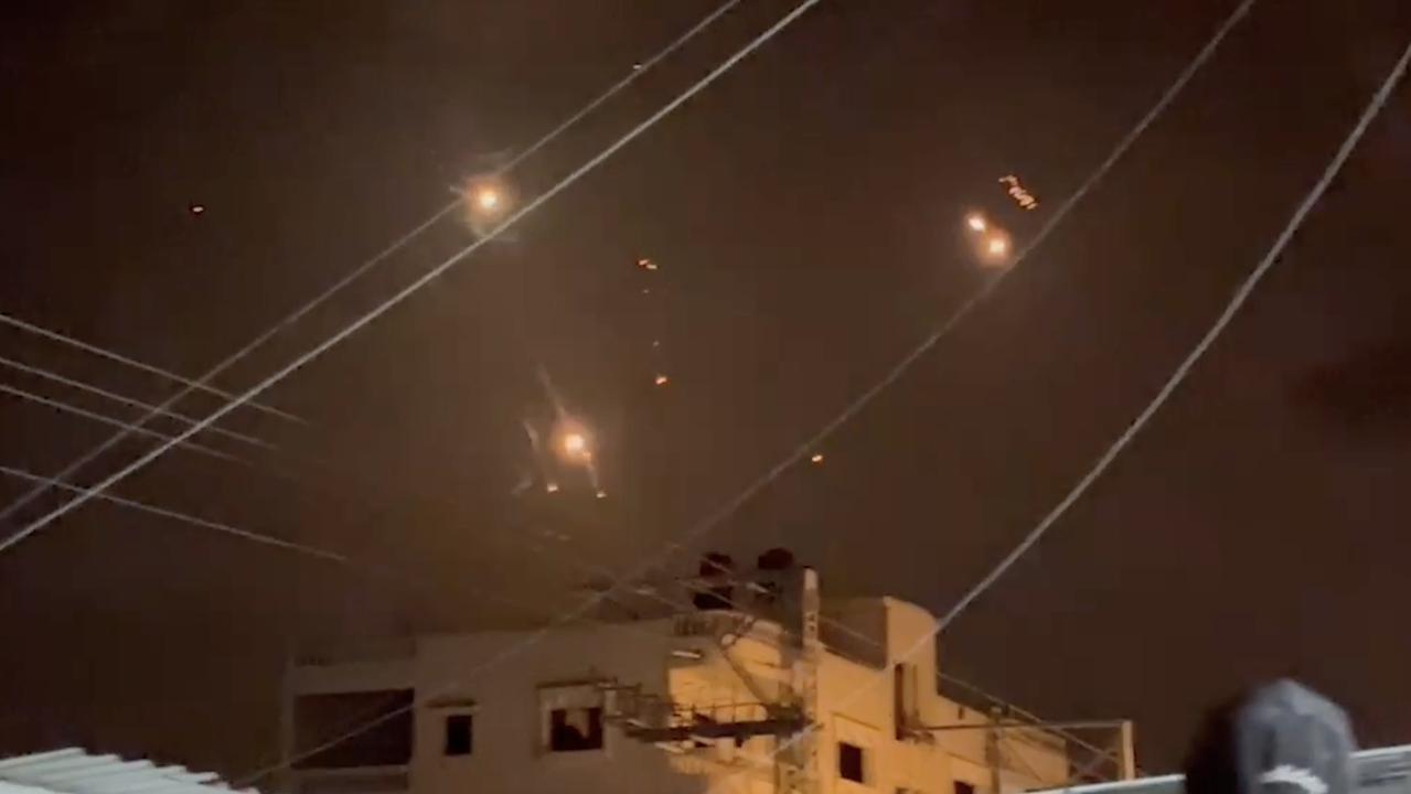 Missiles were seen in the skies of Rafah, Gaza Strip following the attack from Iran on Sunday. Picture: Getty Images