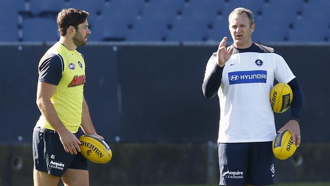 Levi Casboult has worked closely with former Magpie and Kangaroo, Saverio Rocca. Picture: Michael Klein