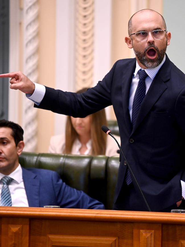 Treasurer, Minister for Energy and Minister for Home Ownership. David Janetzki Queensland Parliament sitting and Question time. Picture: NewsWire / John Gass