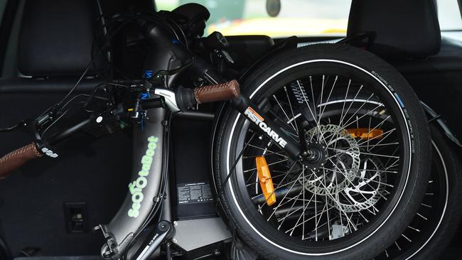 The ScootaBoot e-bikes fold into the boot of customers’ vehicles. Picture: Patrick Woods.