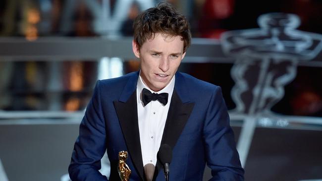 Eddie Redmayne accepts the Best Actor in a Leading Role Award for The Theory of Everything.