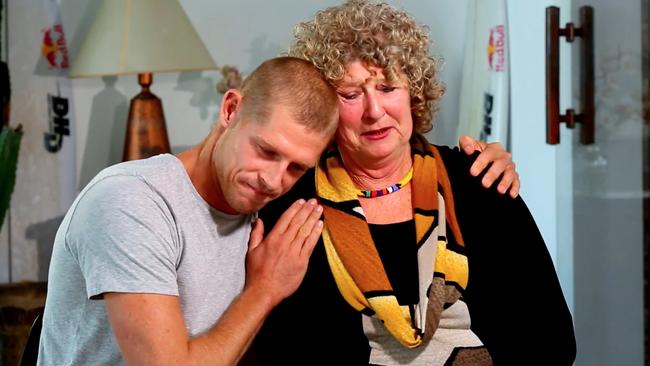 Mick Fanning and mother Elizabeth on 60 Minutes. Picture: ABC