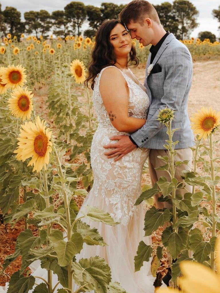 Bonnie Jansen and Jayden Skeers married at The Barns of Freeling. Picture: Mikayla St Onge