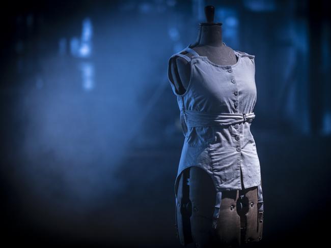 A reconstruction of the boneless corset invented by Myra Farrell (Taylor). Picture: Foxtel