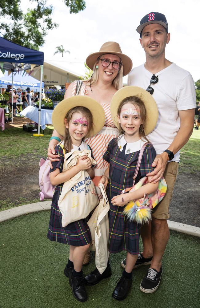 Renate and Ben Cromwell with their daughters Eva (left) and Anna at the Fairholme Spring Fair, Saturday, October 19, 2024. Picture: Kevin Farmer